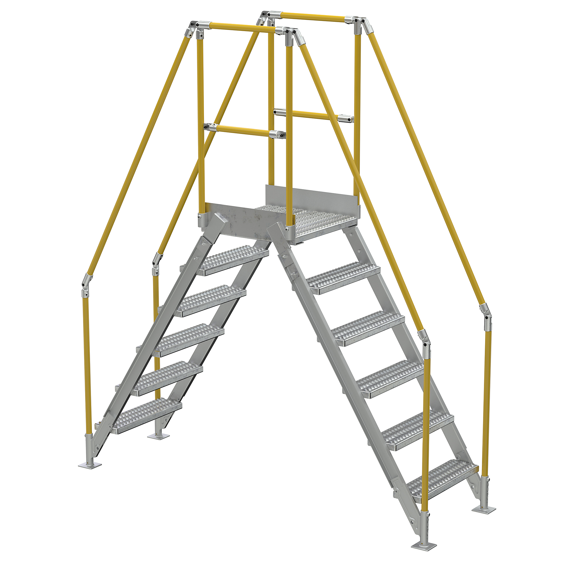Vestil Aluminum Crossover Ladder - 6 Steps, 14in. Top Step, 60in. Clearance Height, 500-Lb. Capacity, Model# COL-AL-6-56-14